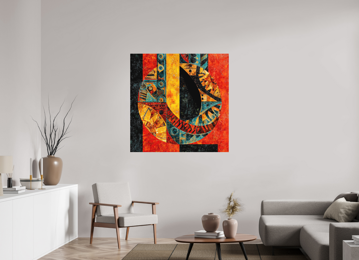 45 x 45″, Photo Print on Aluminum Backing Tribal Circle 1