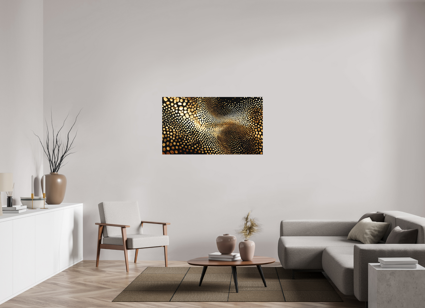 48.9 x 28″, Photo Print on Aluminum Backing Gold Dot Wave