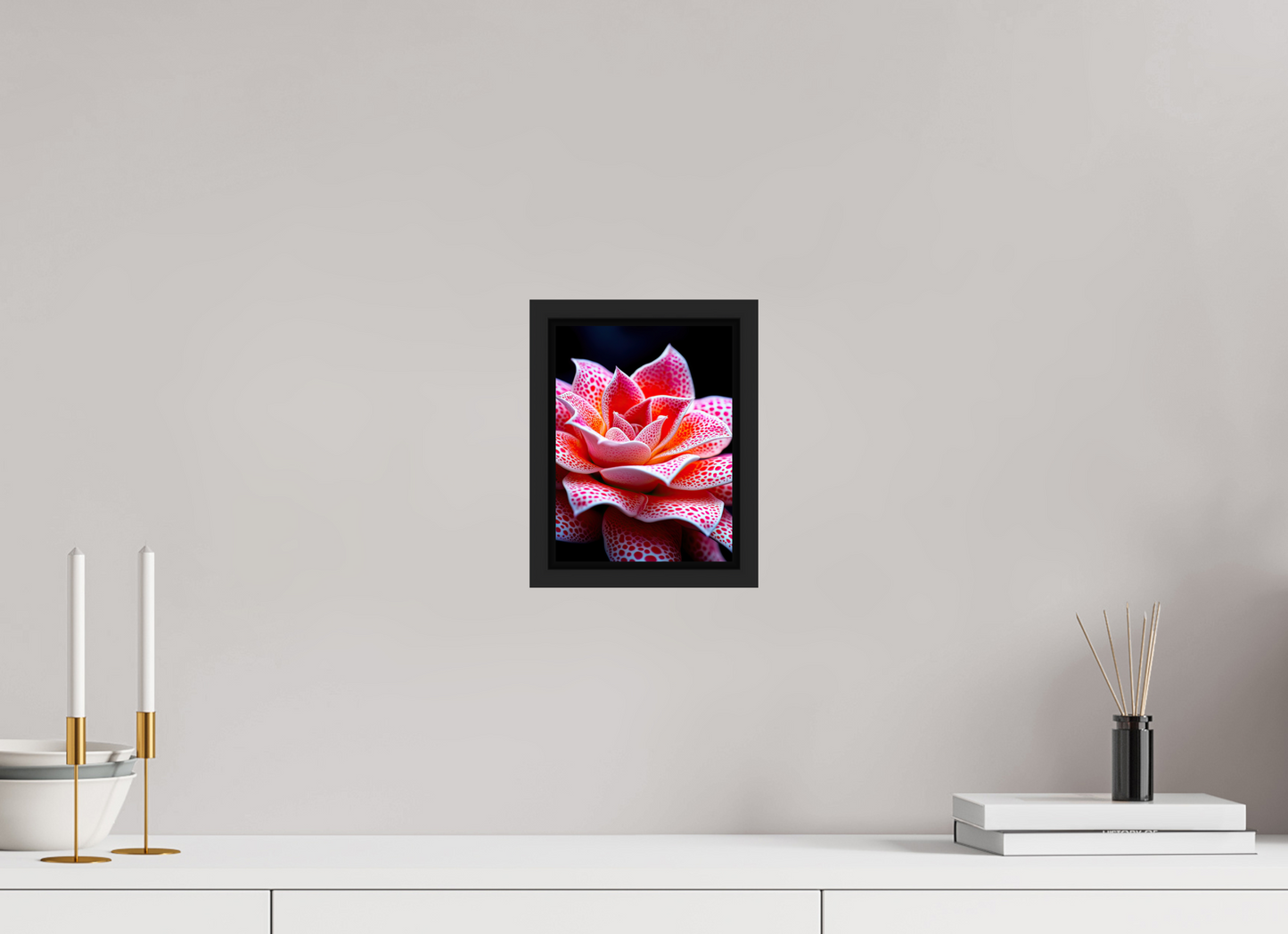 6 x 8″, Fine Art Print on Aluminum Dibond with Boarder Red Dot Flower