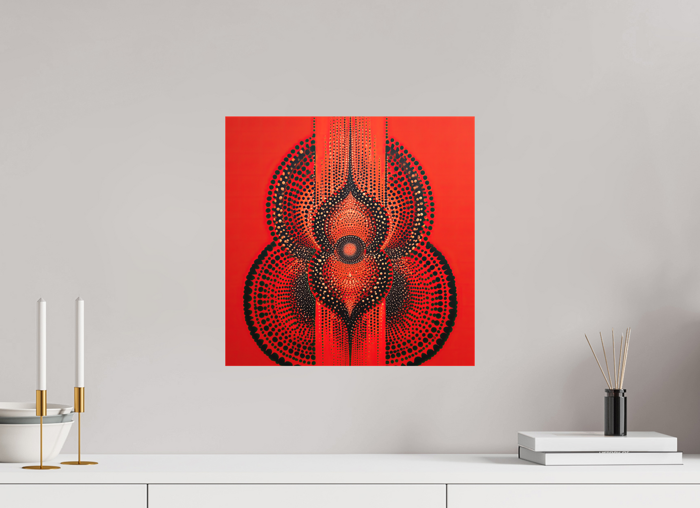 15 x 15″, Textile on Canvas Abstract Gourd