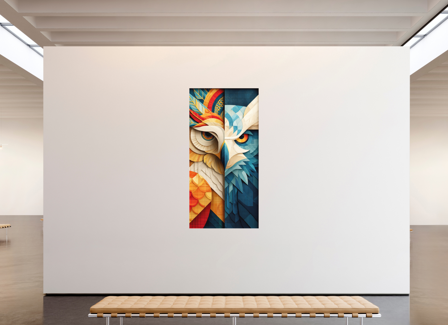 39 x 78.9″, Photo Print on Aluminum Backing Abstract Warm & Cold Owl