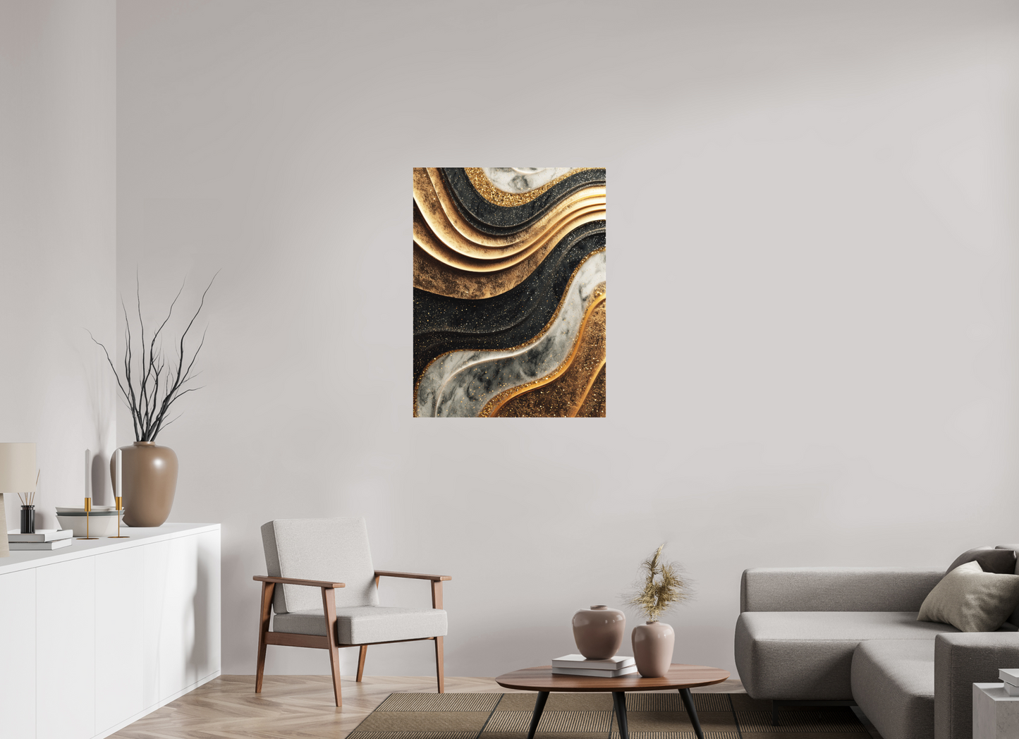 31 x 40.2″, Photo Print on Aluminum Backing Gold Marble Swirl