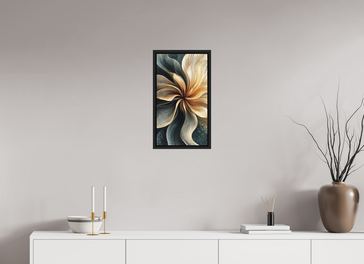12 x 21.7″, Photo Print on Aluminum Backing with boarder Abstract Flower Swirl