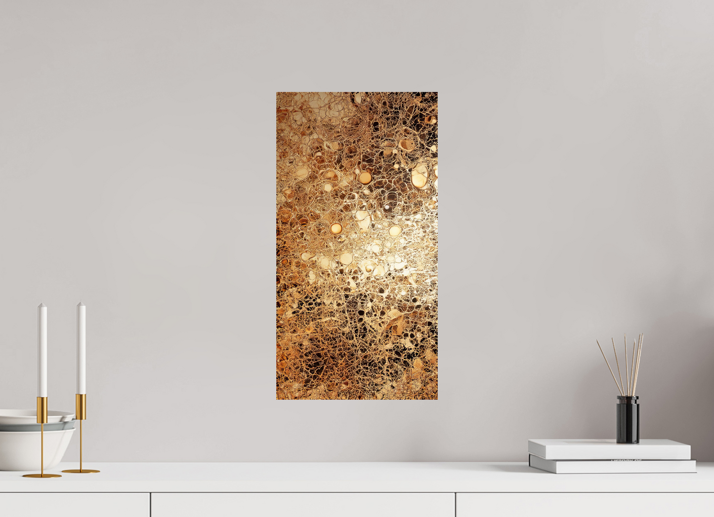 10 x 19.1″, Fine Art Print On Aluminum Dibond Gold Leather