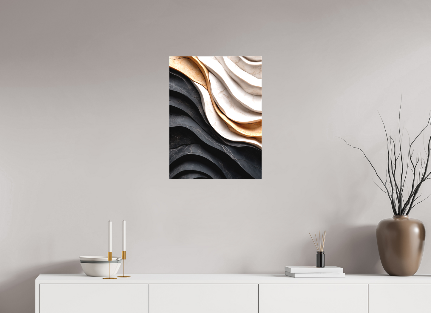 18 x 24″, Textile on Canvas Marble Wave