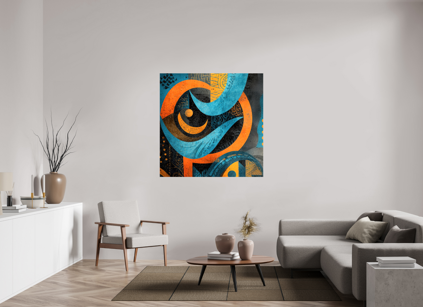 50 x 50″, Glossy Canvas Abstract Tribal 2