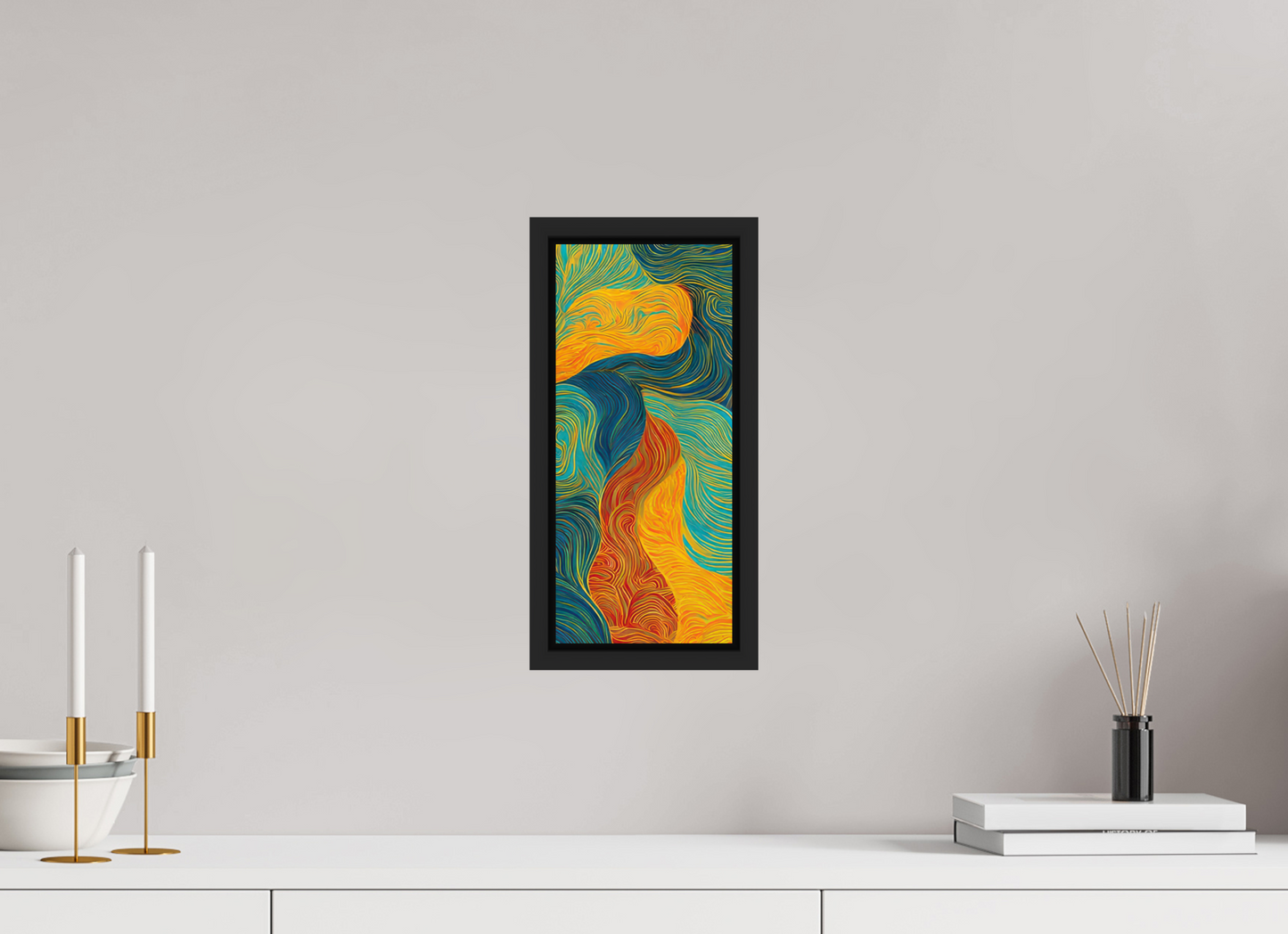 6 x 13.5″, Fine Art Print on Aluminum Dibond with Boarder Abstract Colorful Clouds