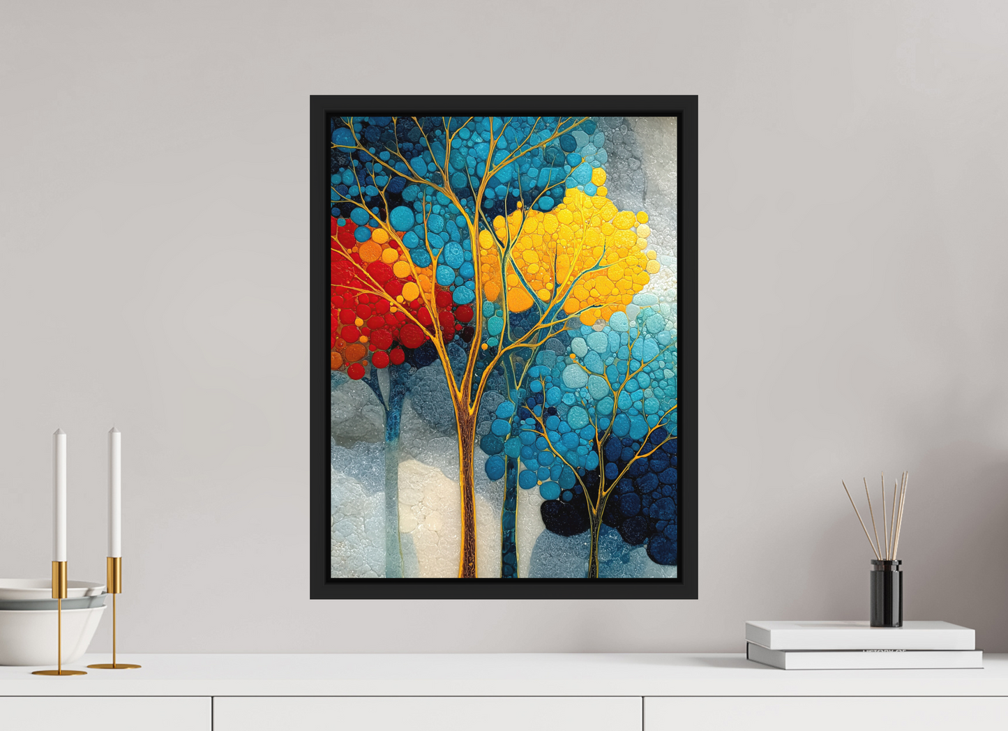 15 x 20″, Photo Print on Aluminum Backing with boarder City Trees