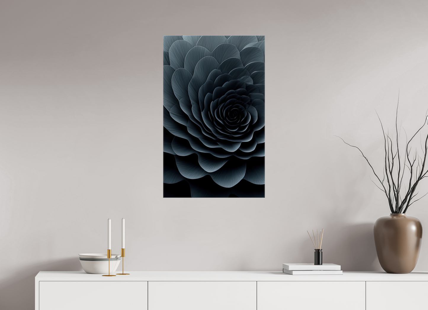 20 x 32.1″, Glossy Canvas Dark Flower