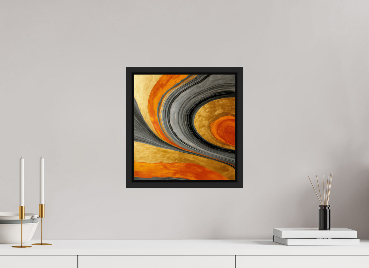 12 x 12.5″, Fine Art Print on Aluminum Dibond with Boarder Abstract Gold Geode 2