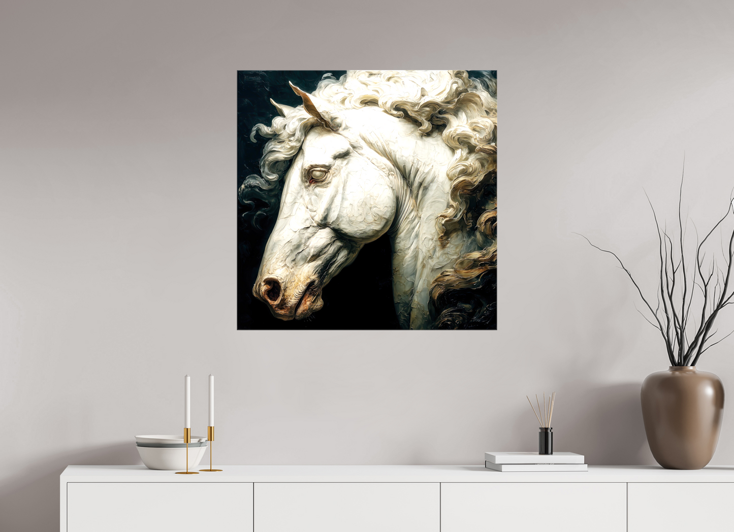 30 x 30″, Glossy Canvas Pale Horse