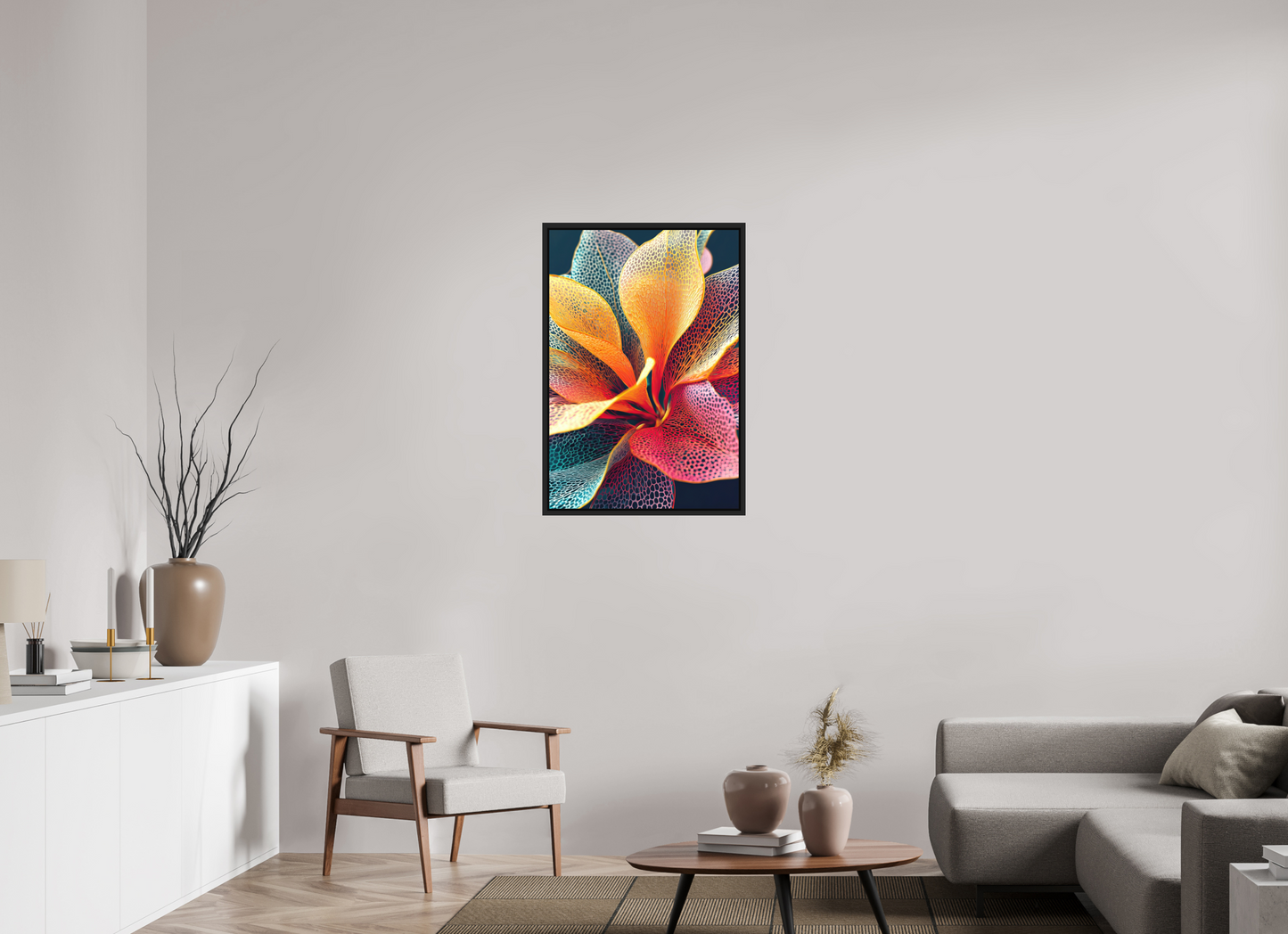 24 x 35.4″, Photo Print on Aluminum Backing with boarder Colorful Flower