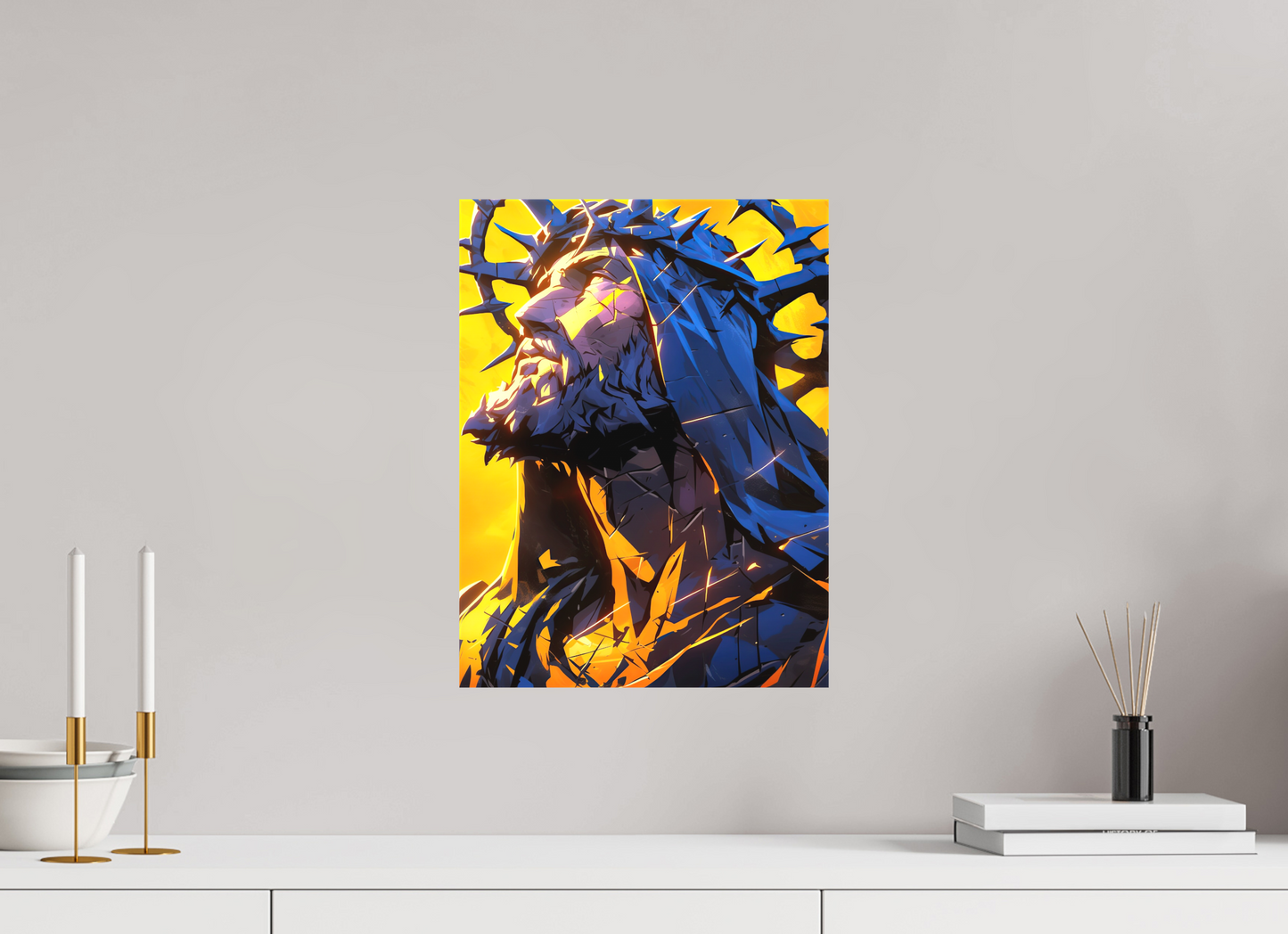 12 x 16″, Textile on Canvas Jesus