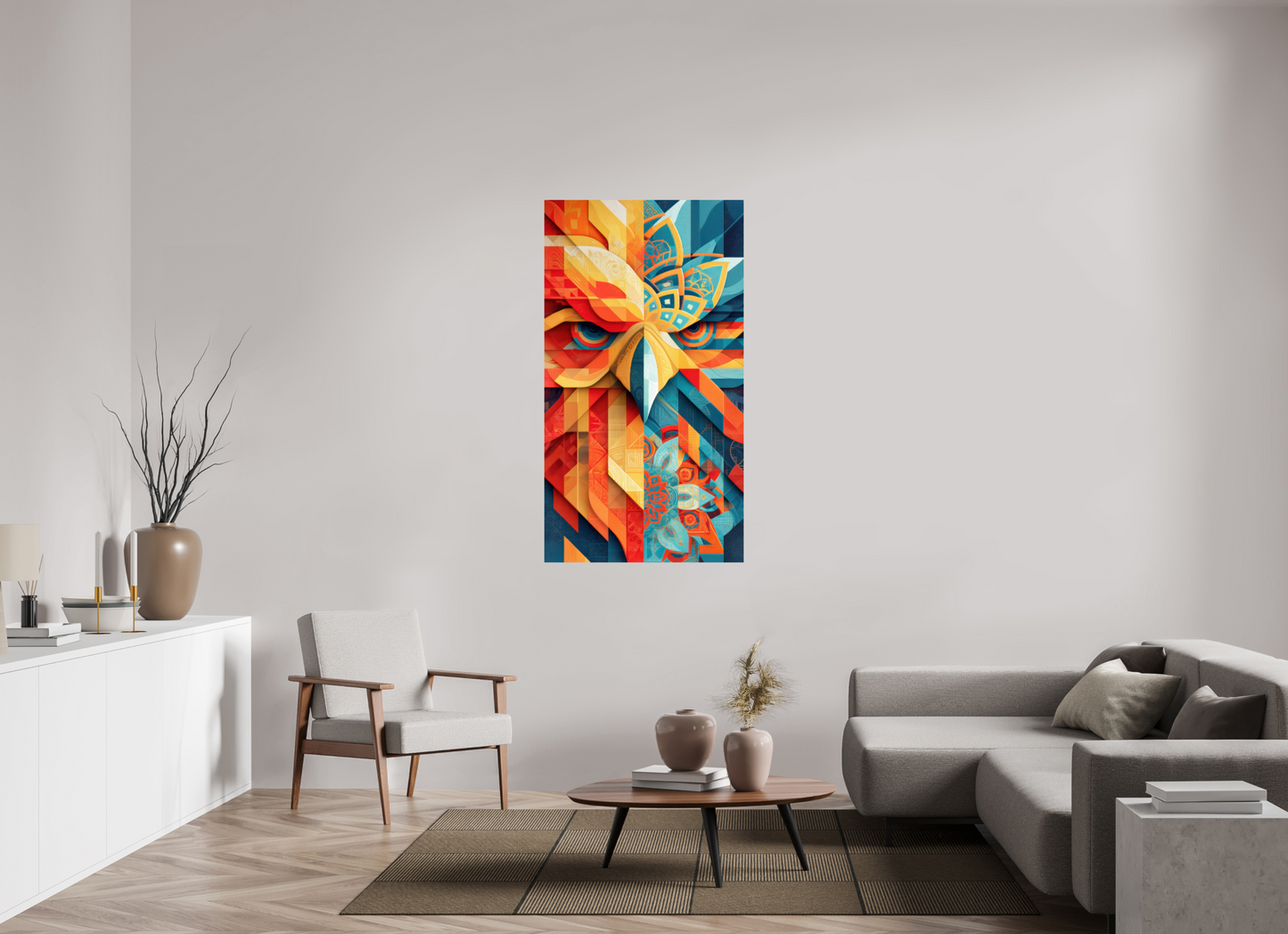32 x 58.2″, Fine Art Print On Aluminum Dibond Abstract Warm & Cold Eagle