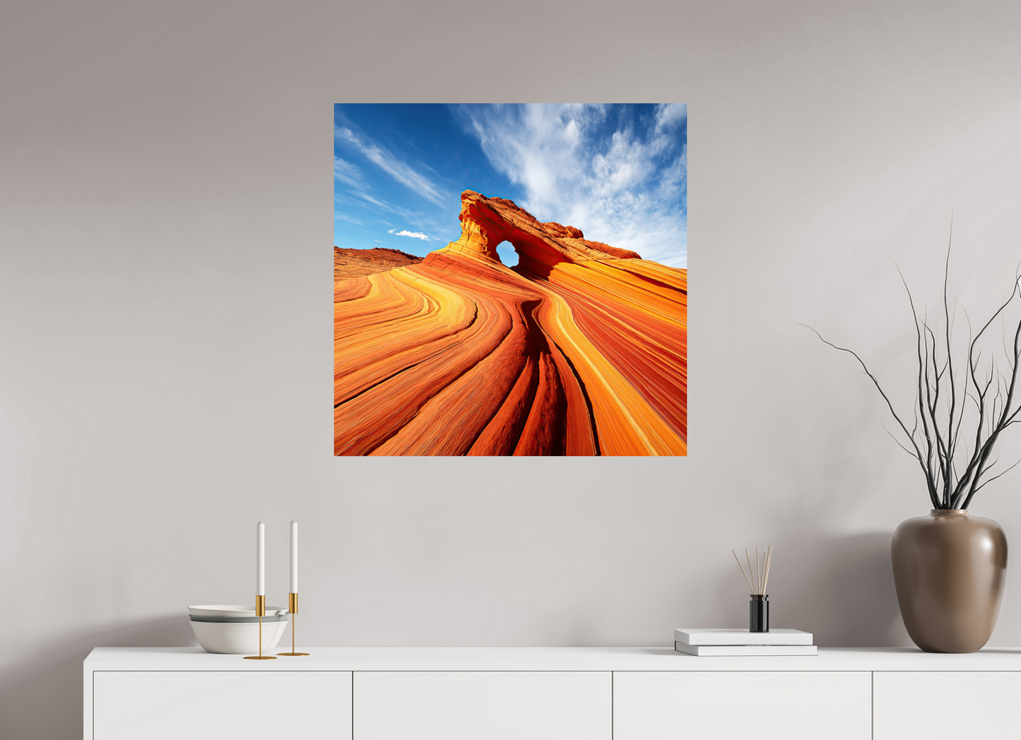30 x 30″, Fine Art Print On Aluminum Dibond Desert Rock Formation