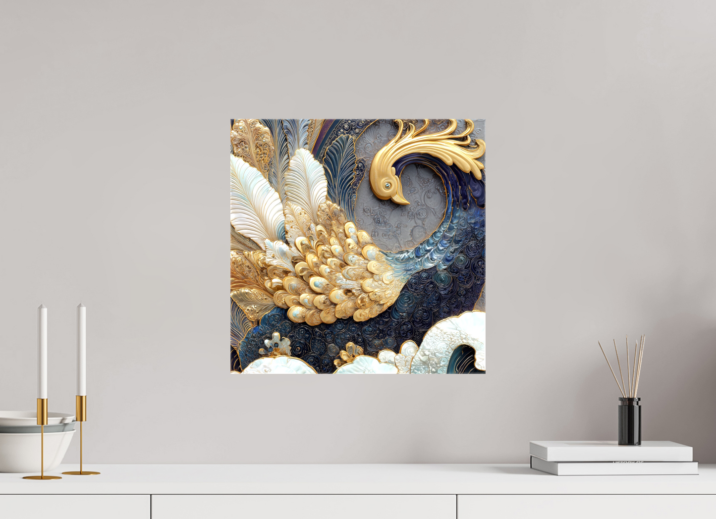 15 x 15″, Glossy Canvas Swan 2