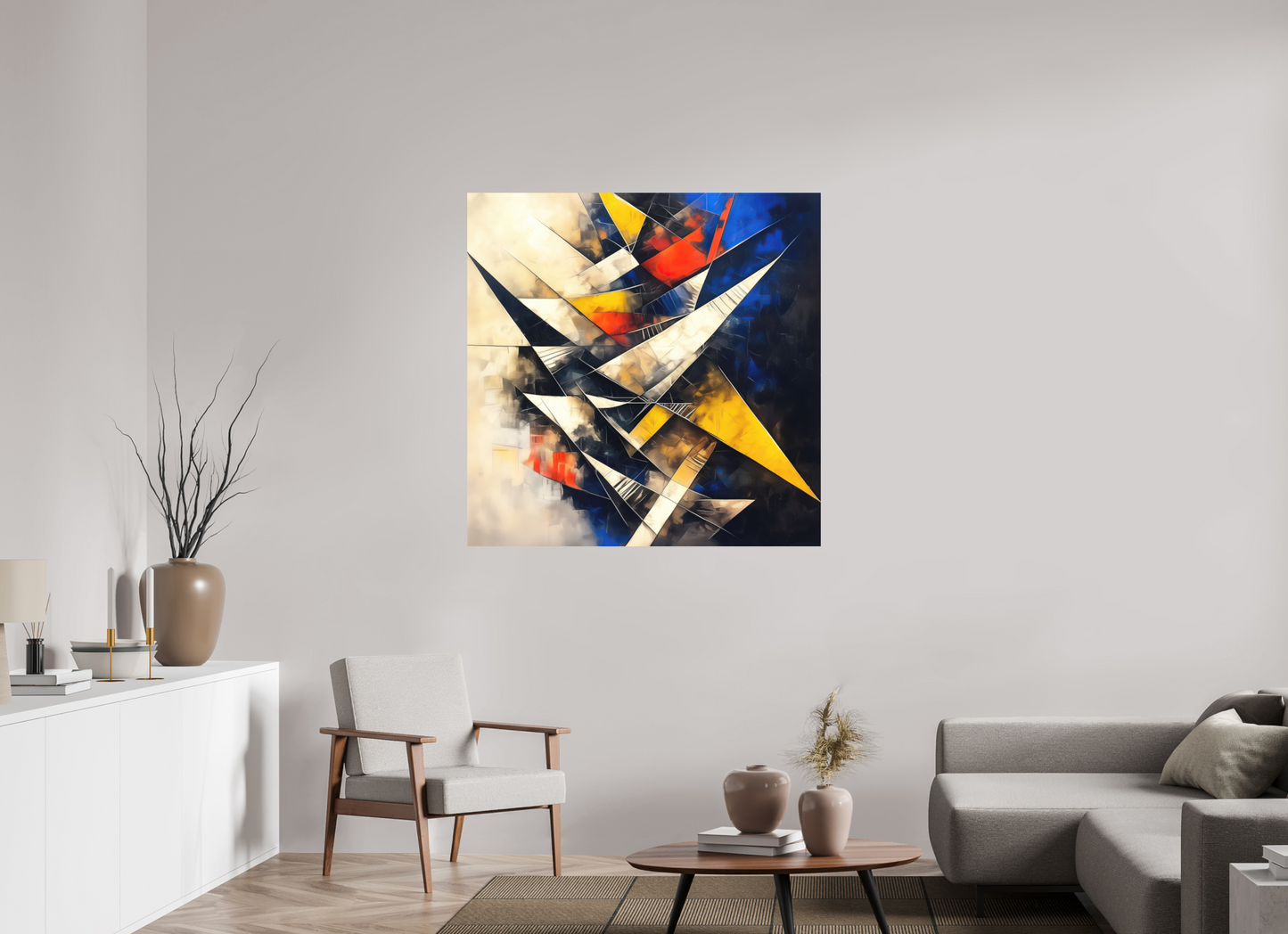 45 x 45″, Photo Print on Aluminum Backing Abstract Triangles