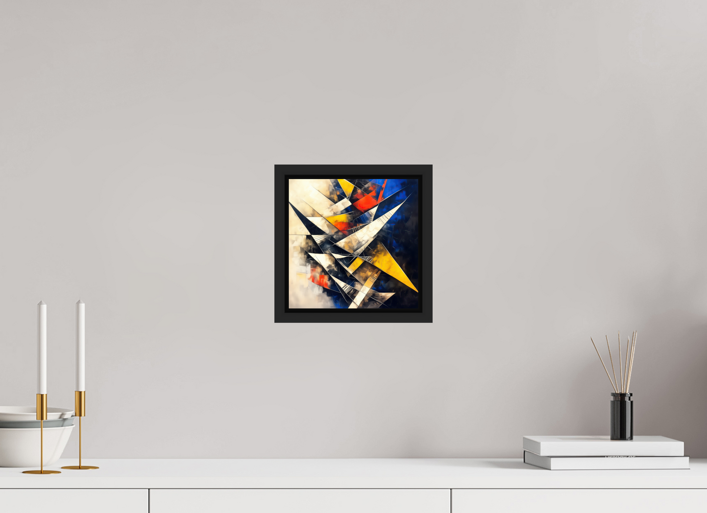 8 x 8″, Fine Art Print on Aluminum Dibond with Boarder Abstract Triangles