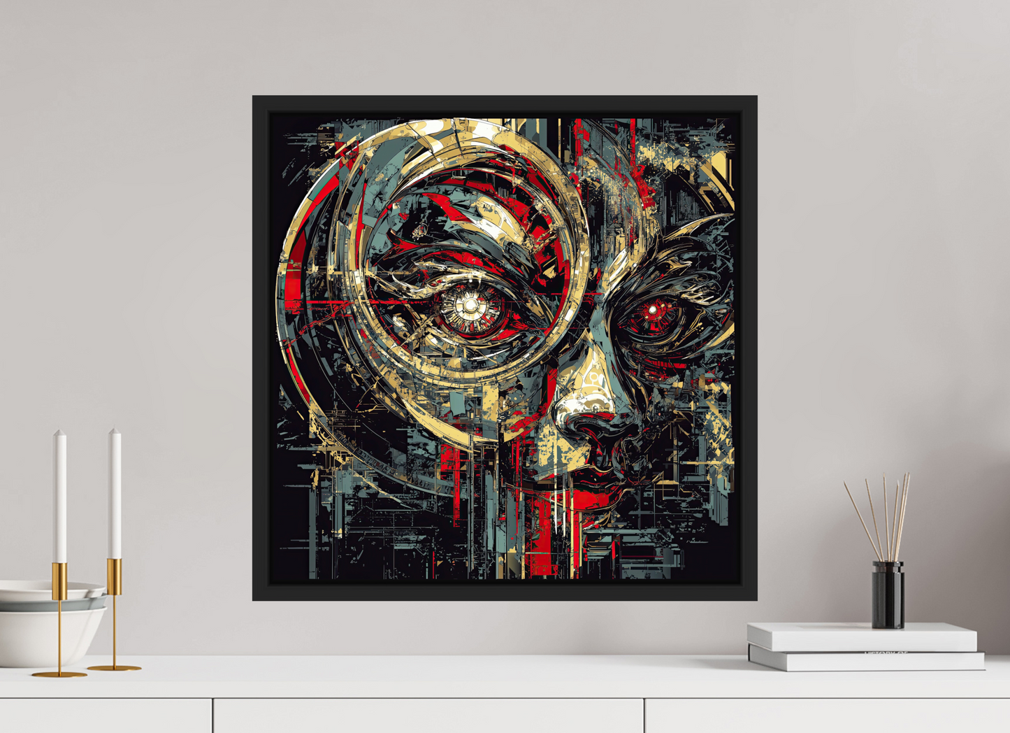 20 x 20″, Fine Art Print on Aluminum Dibond with Boarder Abstract Female Eye