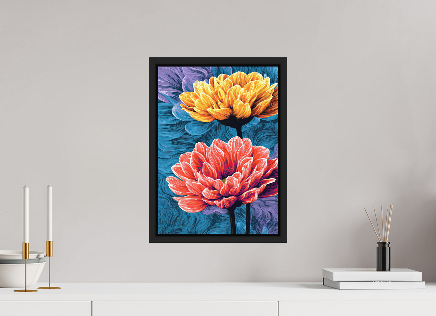 12 x 16.8″, Photo Print on Aluminum Backing with boarder Warm Flowers