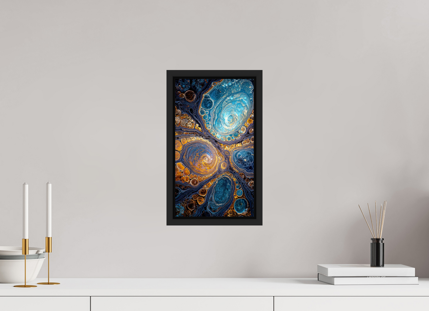 8 x 14″, Fine Art Print on Aluminum Dibond with Boarder Abstract Geode
