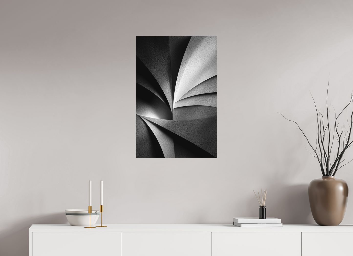 20 x 30″, Photo Print on Aluminum Backing Abstract B&W 1