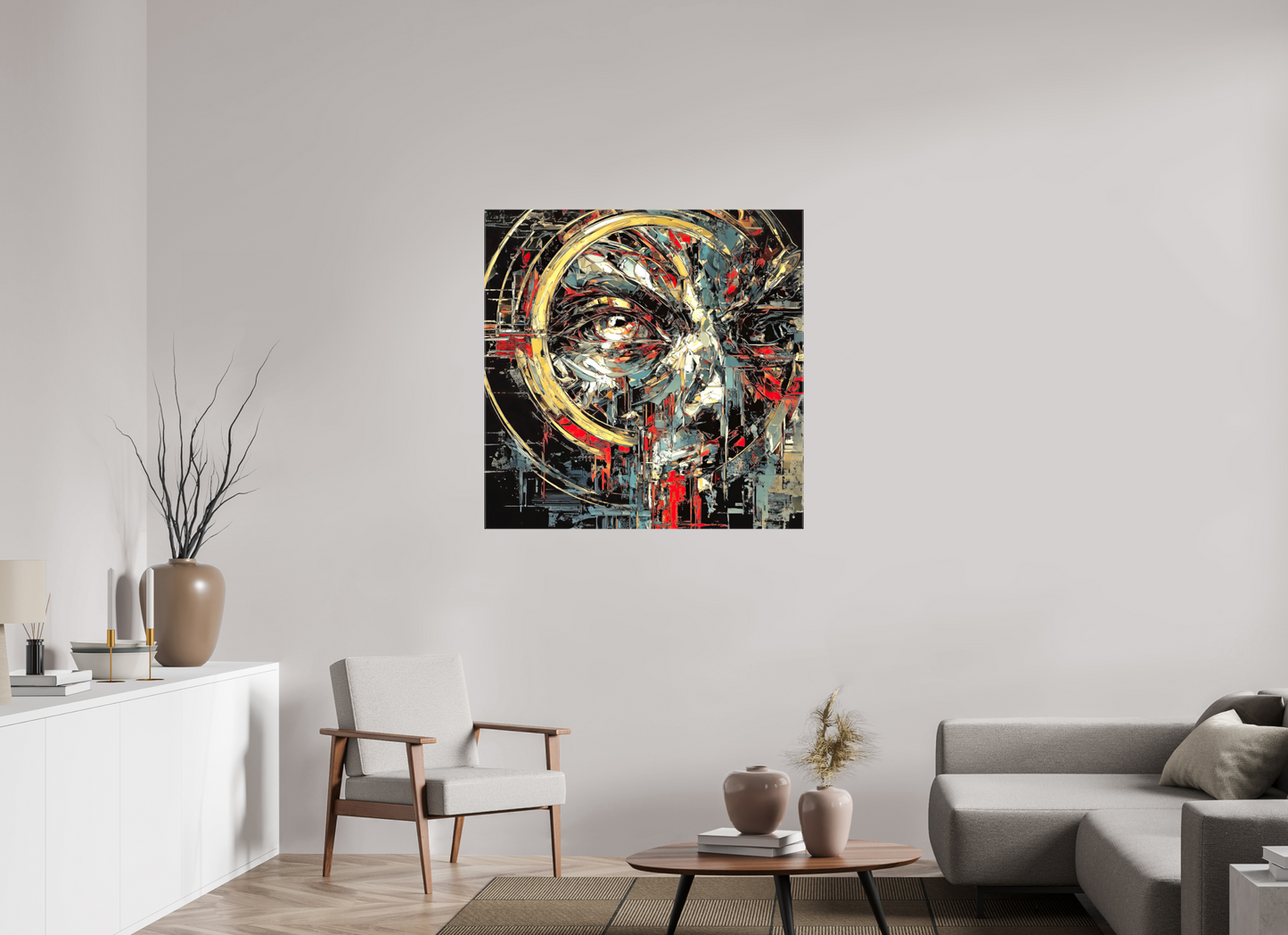 40 x 40″, Glossy Canvas Abstract Male Eye