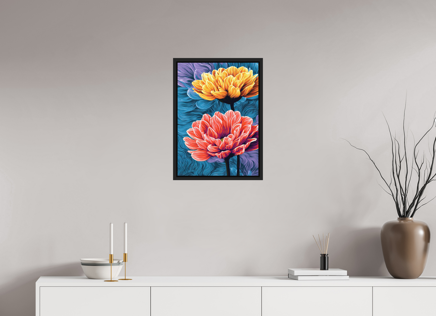 16 x 22.4″, Photo Print on Aluminum Backing with boarder Warm Flowers