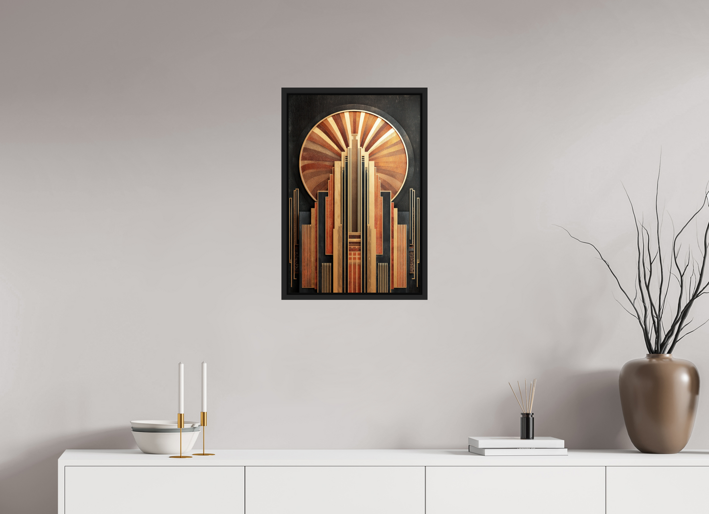 16 x 24″, Fine Art Print on Aluminum Dibond with Boarder Art Deco City 1