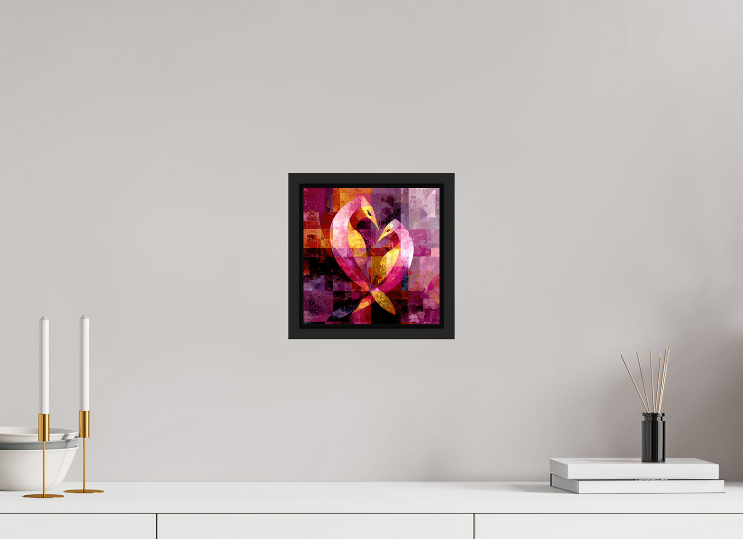 8 x 8″, Fine Art Print on Aluminum Dibond with Boarder Love Birds