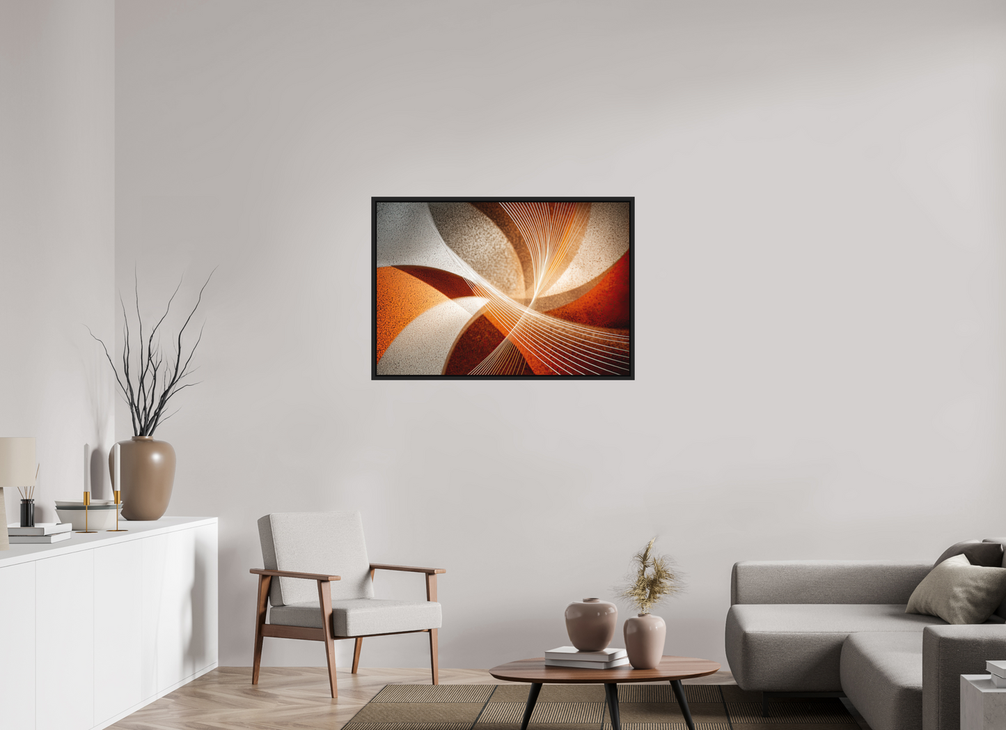 41 x 28″, Photo Print on Aluminum Backing with boarder Orange & White Swirl