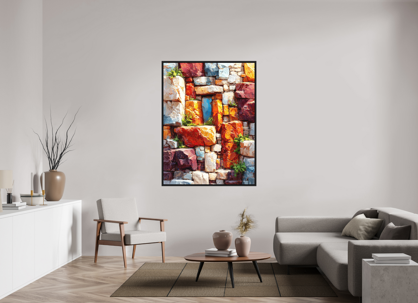 45 x 60″, Photo Print on Aluminum Backing with boarder Desert Rocks