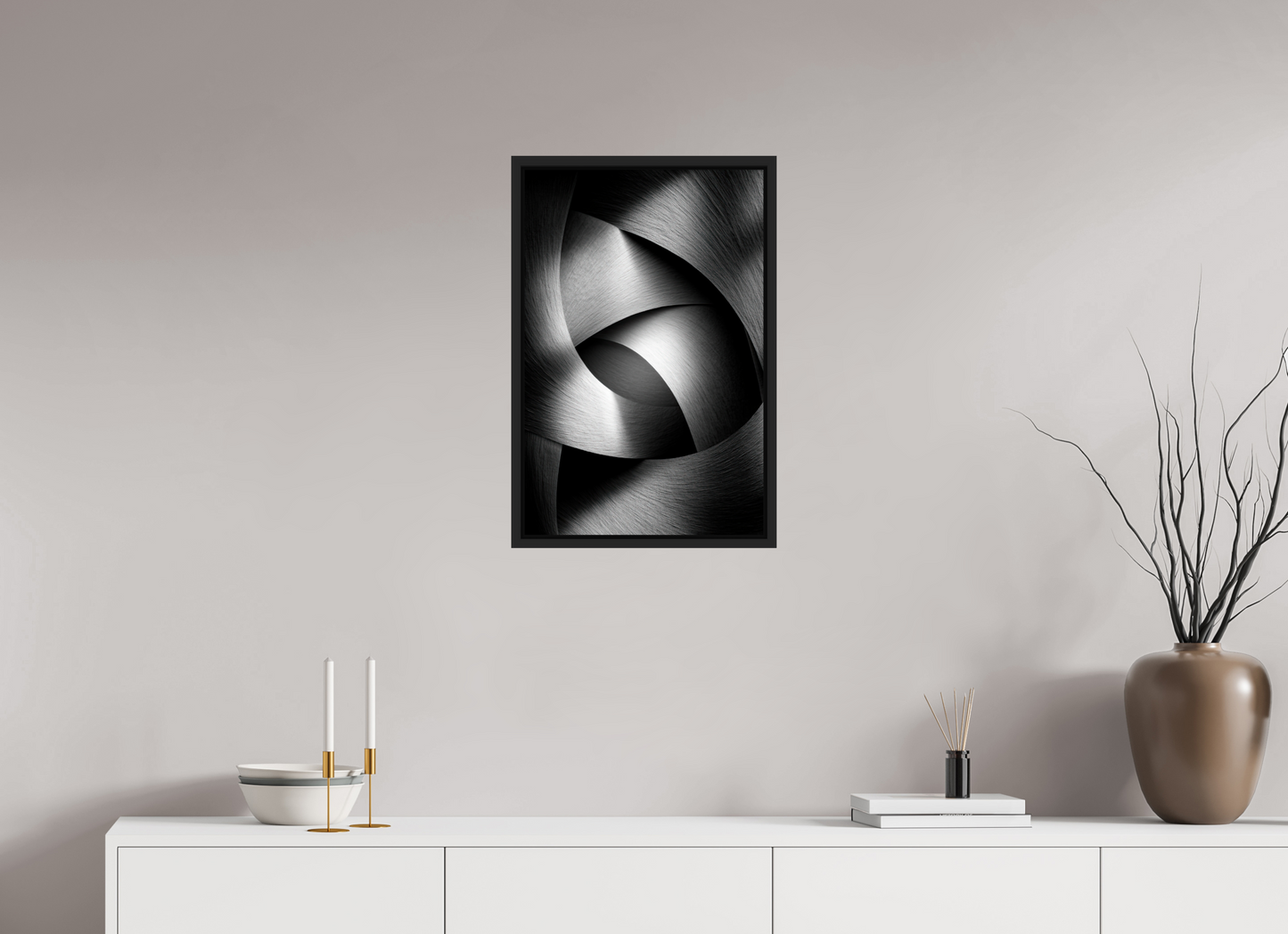 16 x 24.4″, Fine Art Print on Aluminum Dibond with Boarder Abstract B&W 4