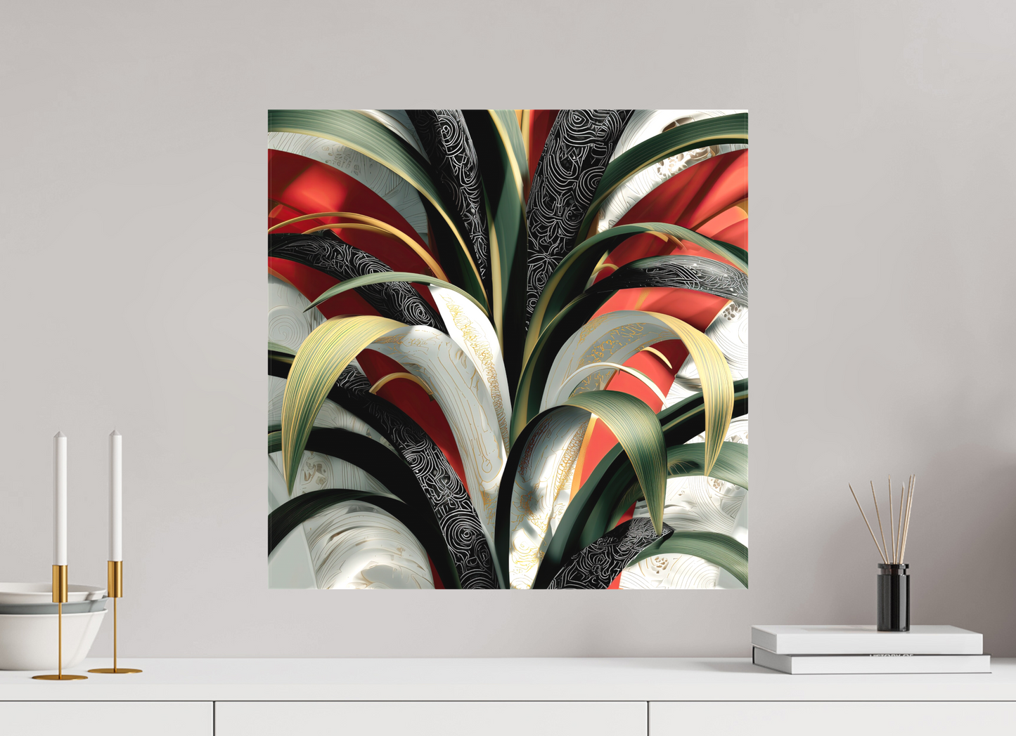 20 x 20″, Textile on Canvas House Plant