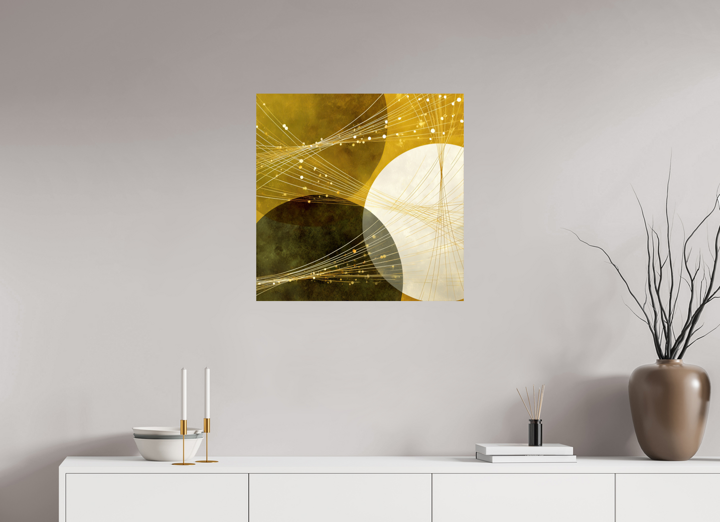 25 x 25″, Fine Art Print On Aluminum Dibond Lime Circles