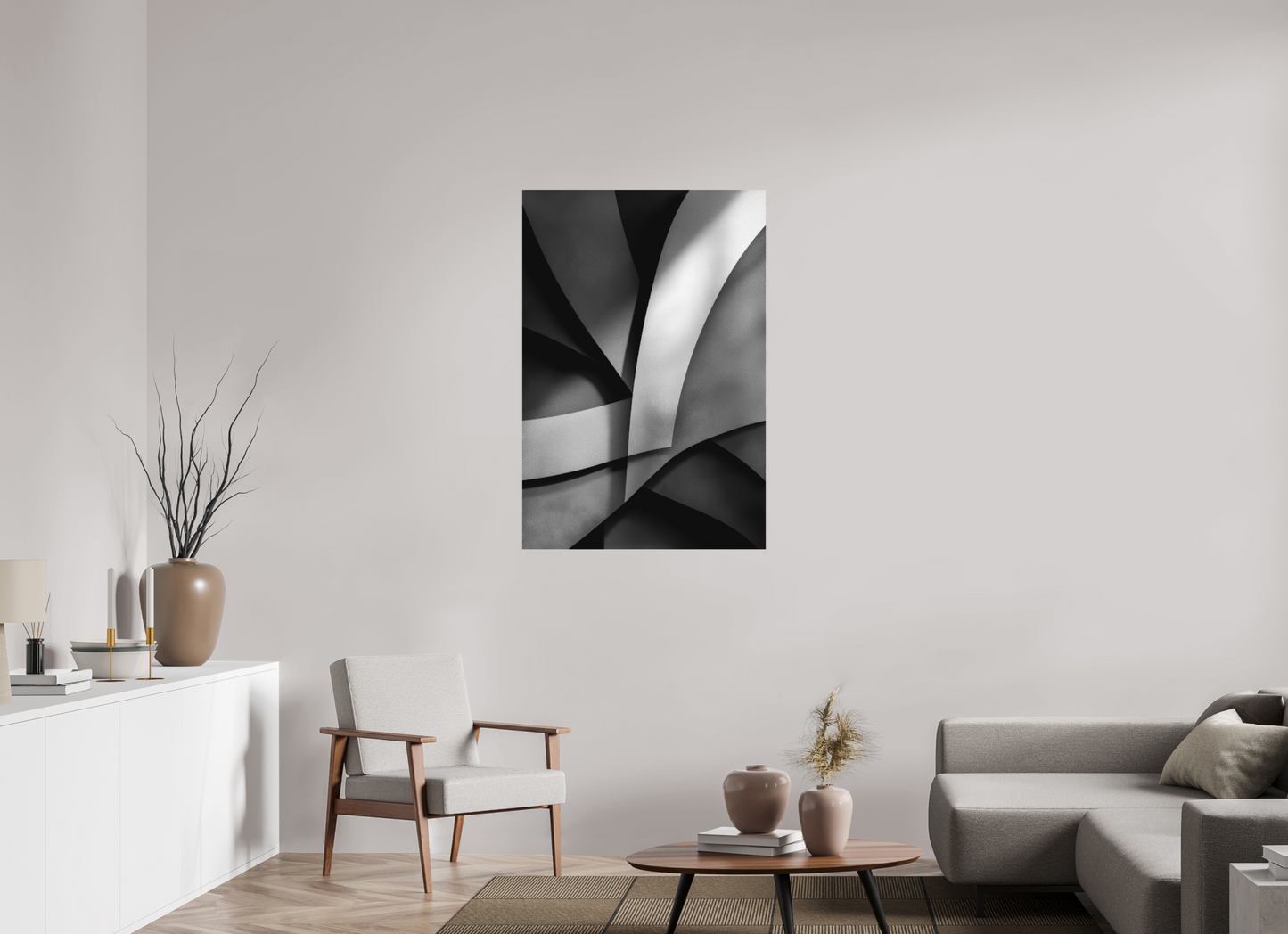 31 x 45.7″, Photo Print on Aluminum Backing Abstract B&W 3