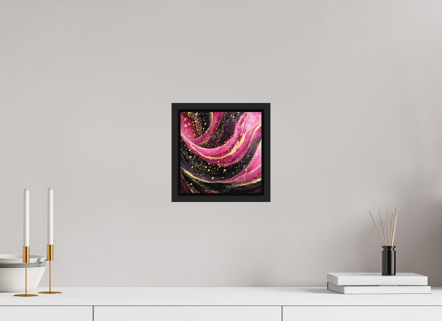 8 x 8″, Photo Print on Aluminum Backing with boarder Pink & Gold