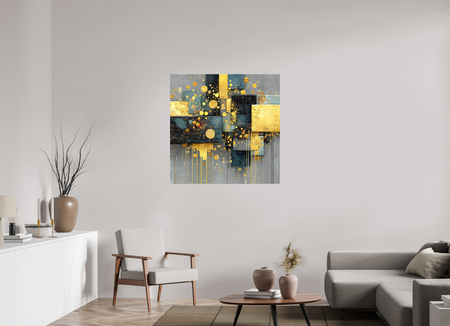 40 x 40″, Photo Print on Aluminum Backing Abstract Gold