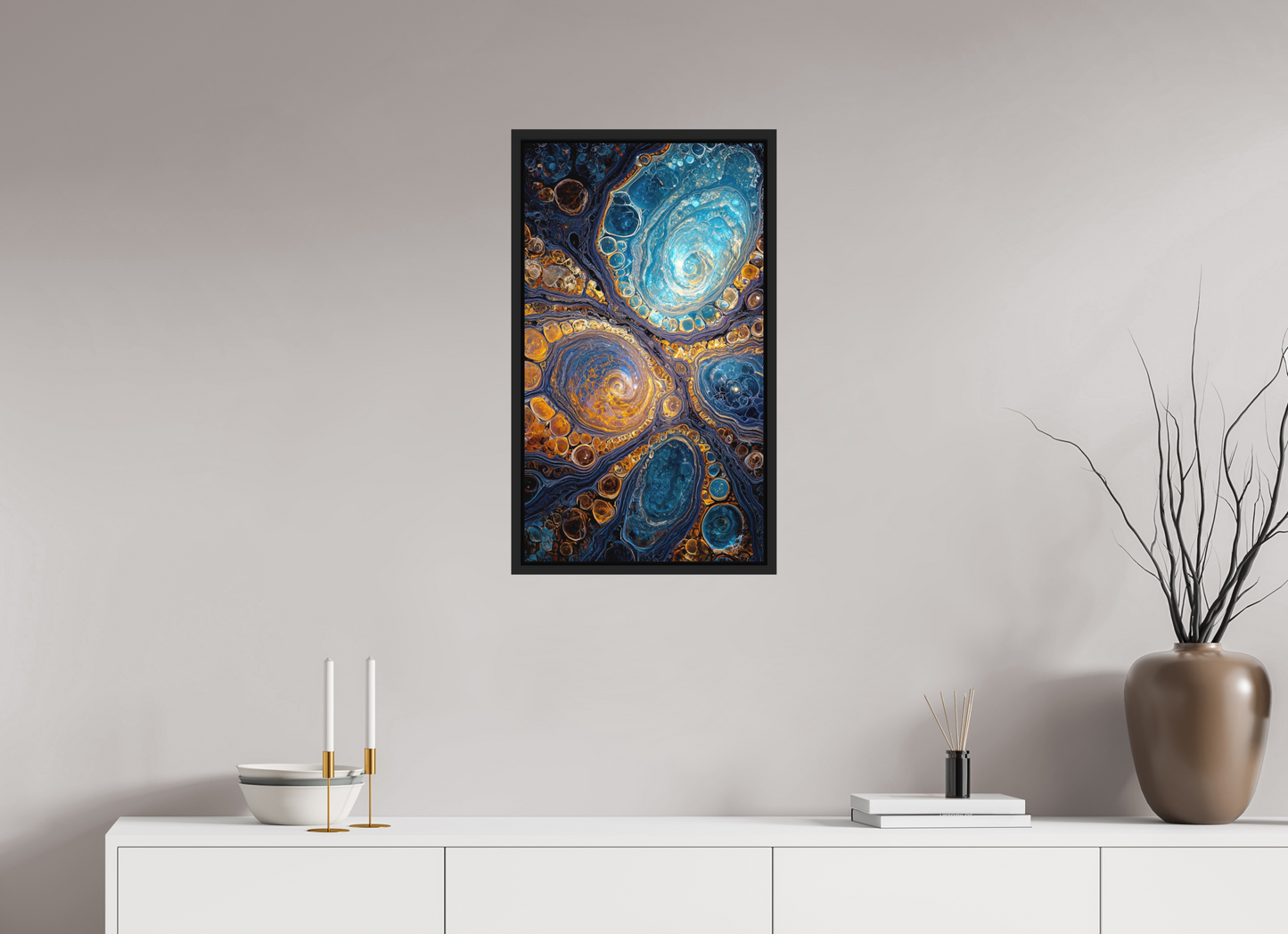 16 x 28″, Photo Print on Aluminum Backing with boarder Abstract Geode
