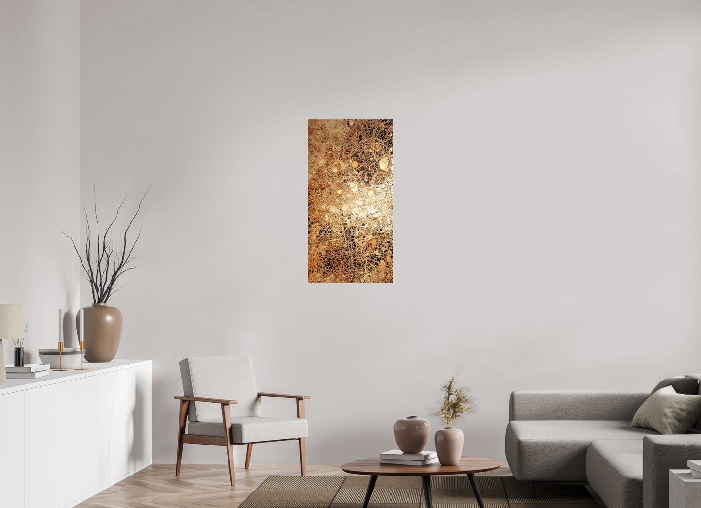 20 x 38.2″, Fine Art Print On Aluminum Dibond Gold Leather