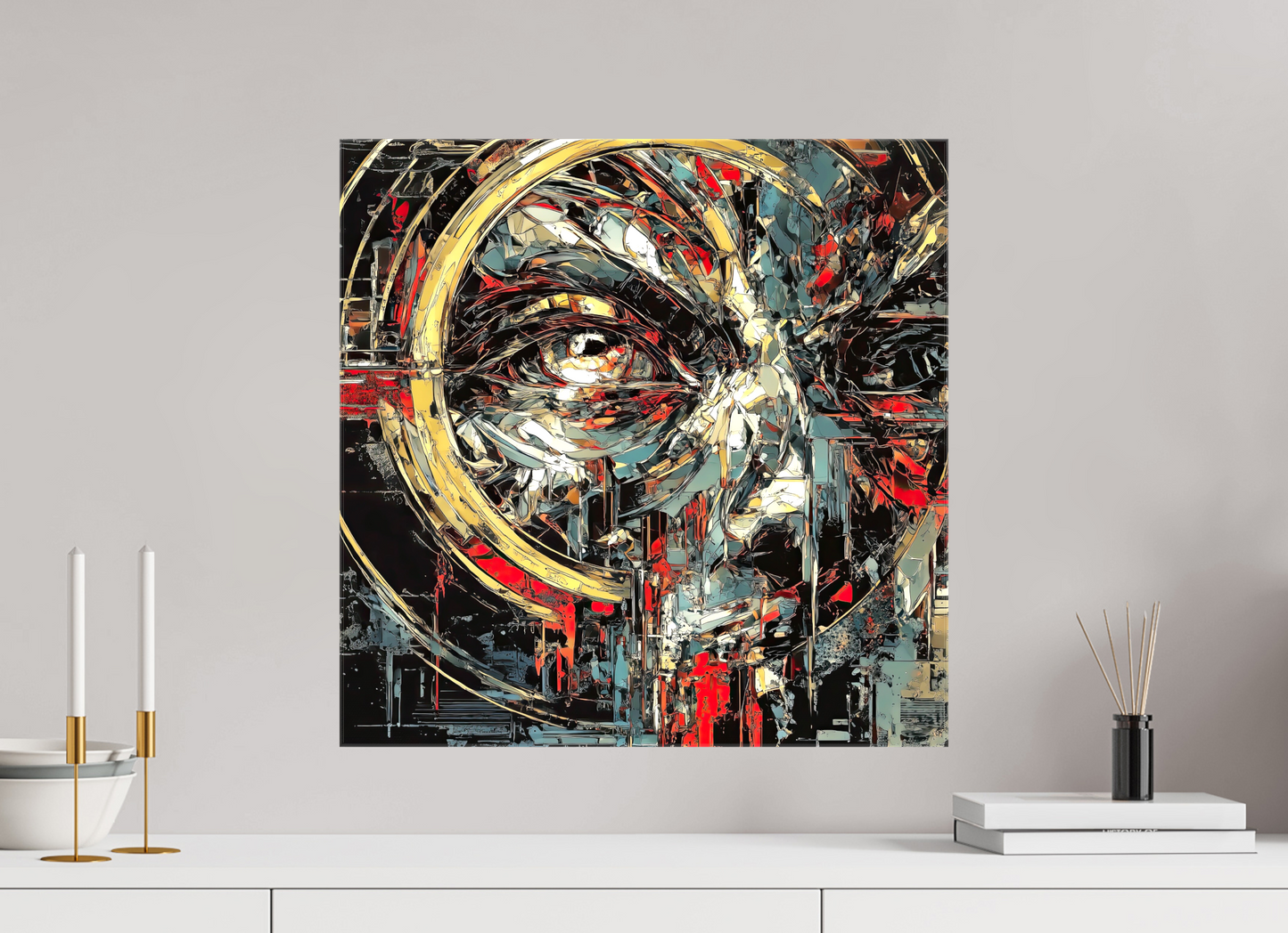 20 x 20″, Glossy Canvas Abstract Male Eye