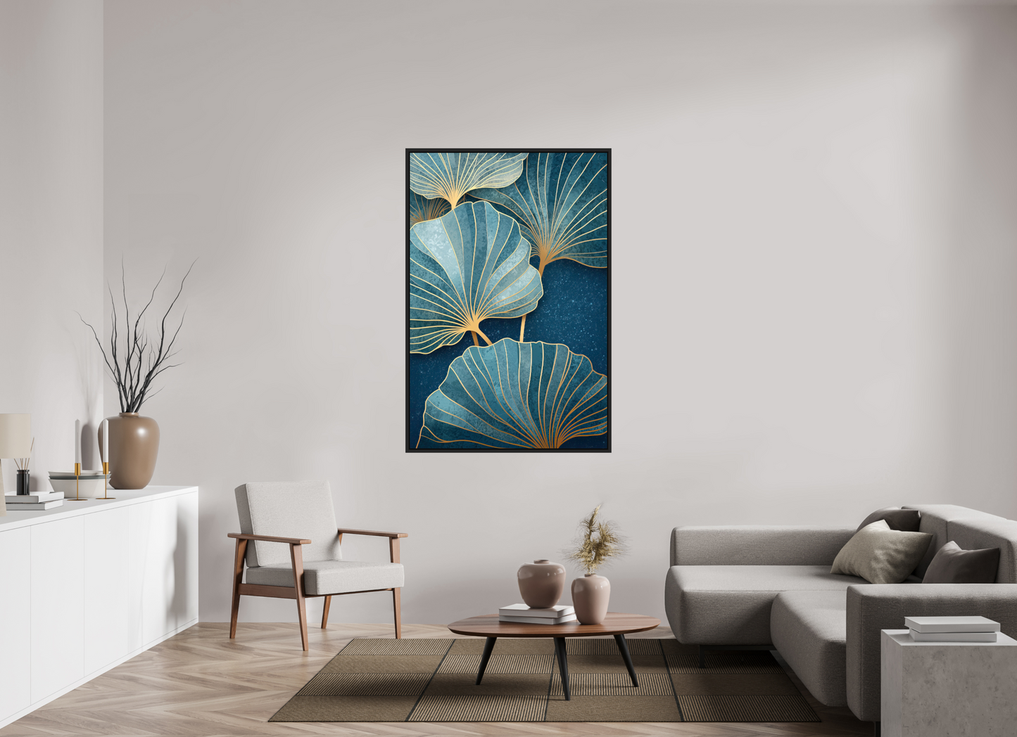 40 x 60″, Fine Art Print on Aluminum Dibond with Boarder Art Deco Flowers 2