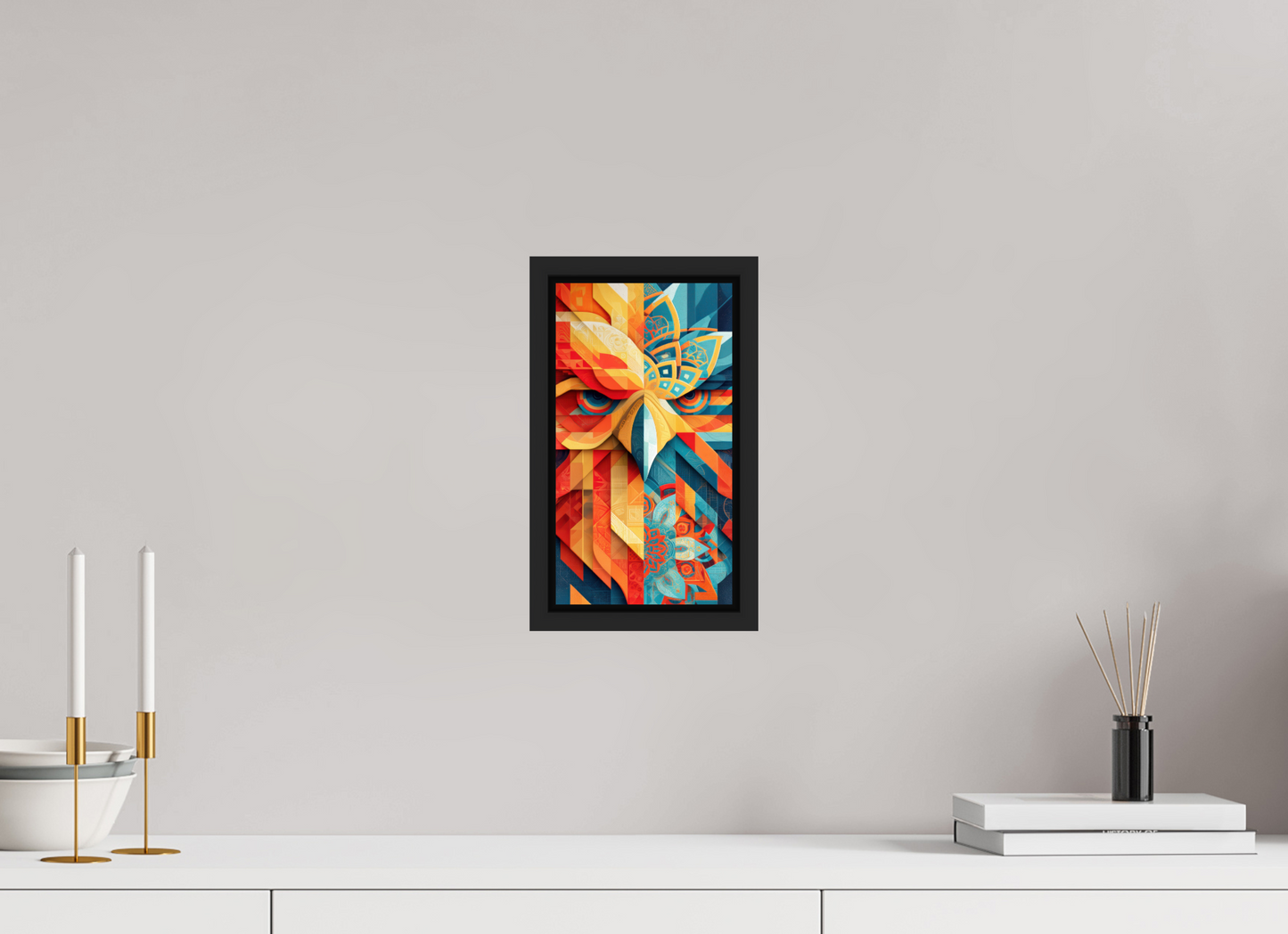 6 x 10.9″, Fine Art Print on Aluminum Dibond with Boarder Abstract Warm & Cold Eagle