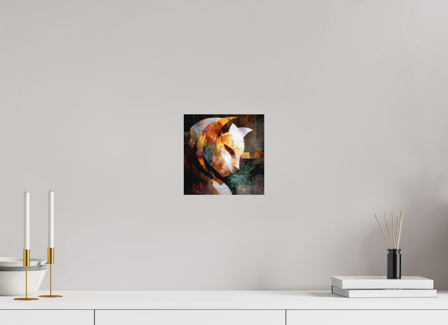 8 x 8″, Photo Print on Aluminum Backing Abstract Cat