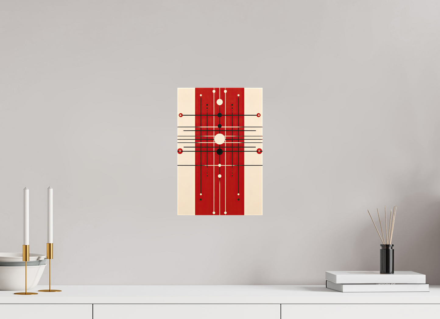 8 x 12.1″, Textile on Canvas Red Line