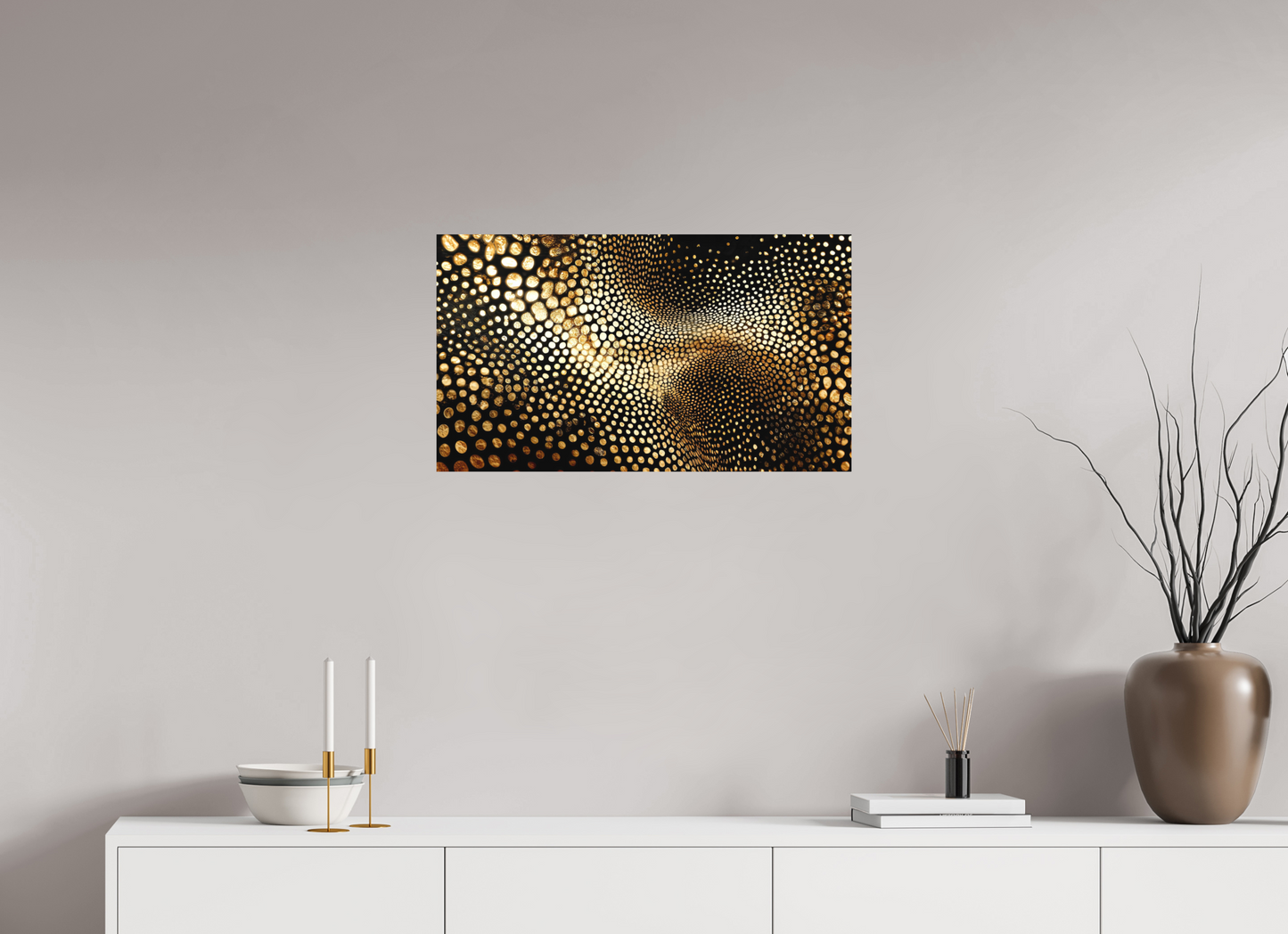28 x 16″, Photo Print on Aluminum Backing Gold Dot Wave