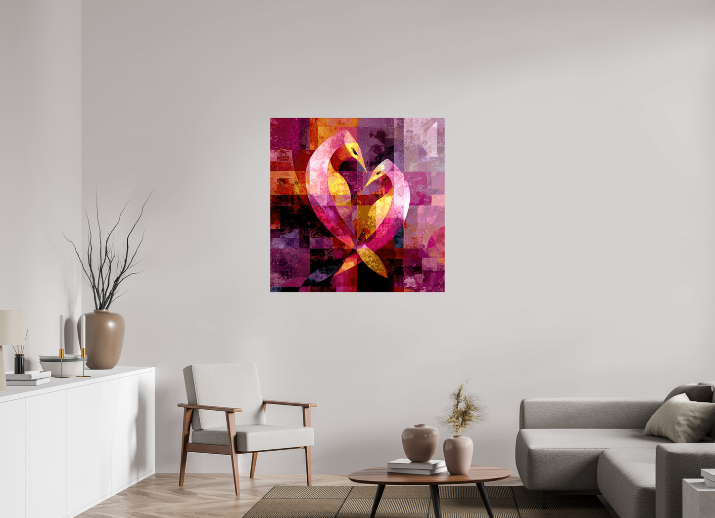 40 x 40″, Fine Art Print On Aluminum Dibond Love Birds