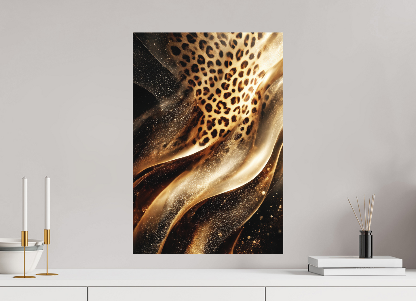 16 x 23.6″, Photo Print on Aluminum Backing Leopard Swirl