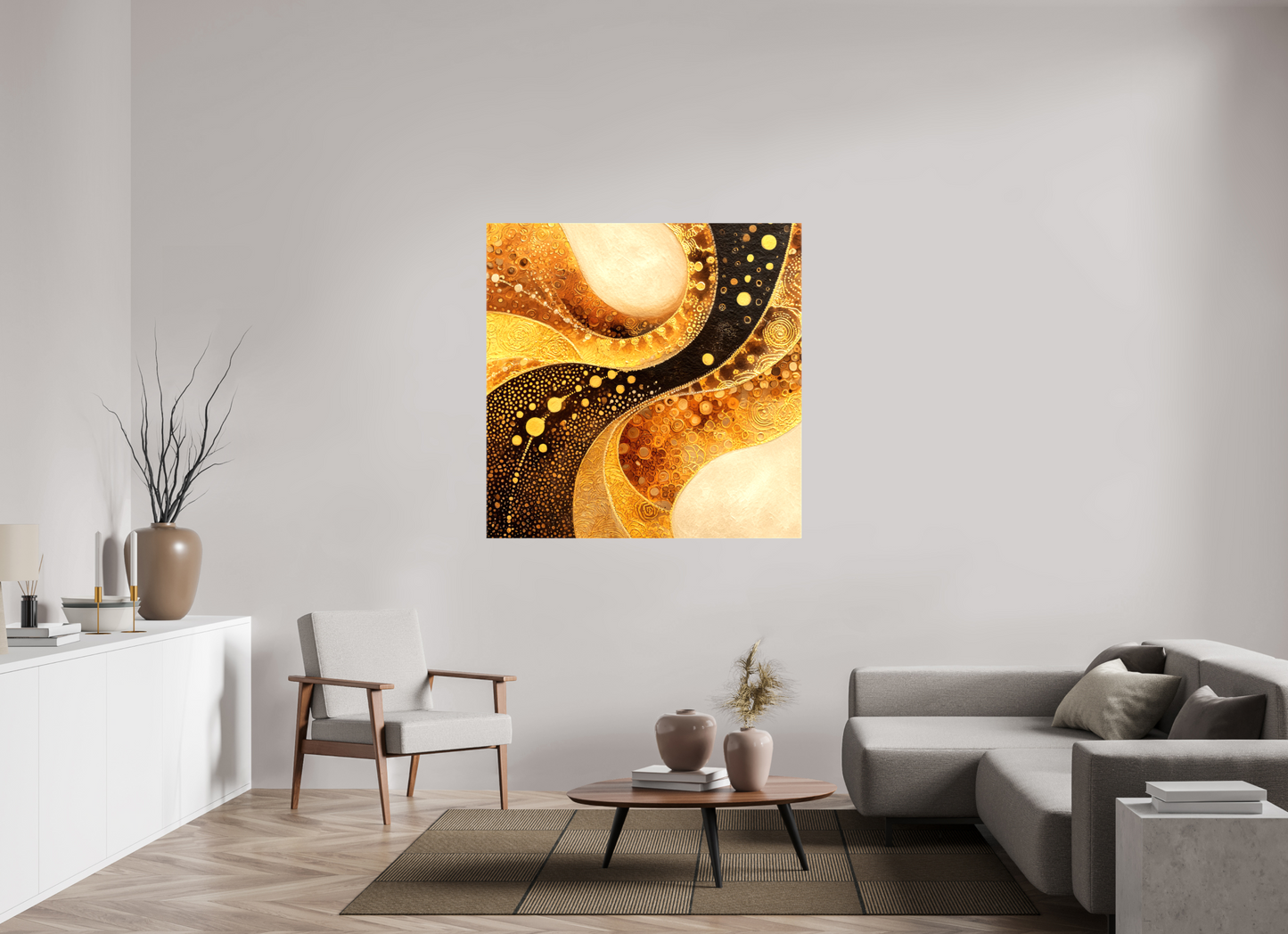 50 x 50″, Glossy Canvas Gold Texture Swirl