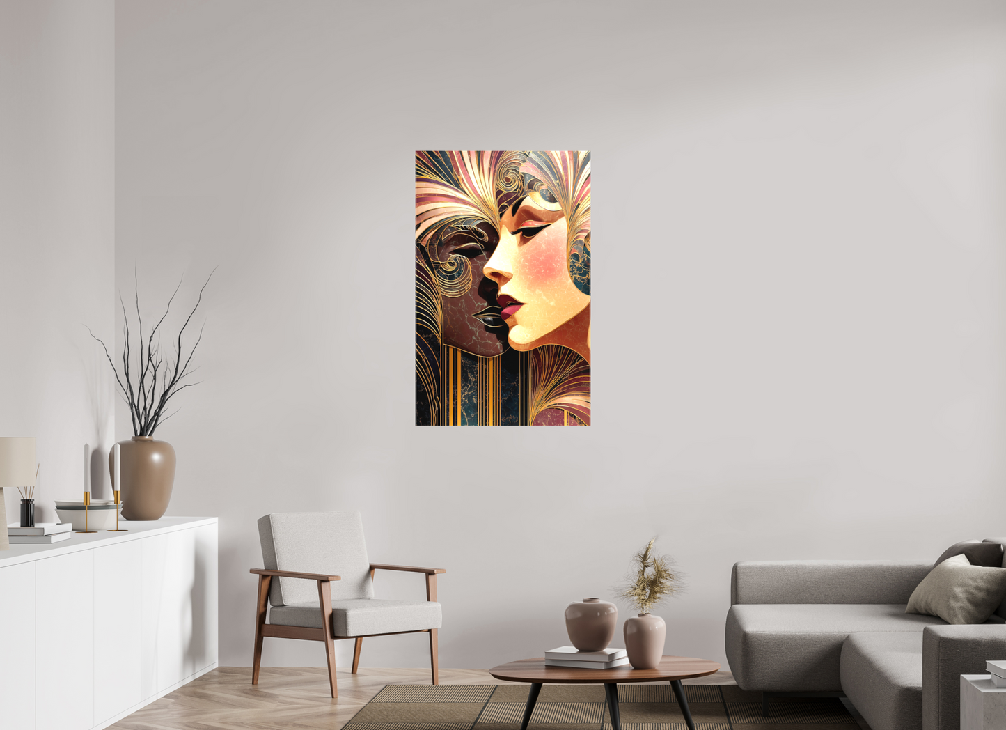 28 x 44.1″, Textile on Canvas Art Deco Women